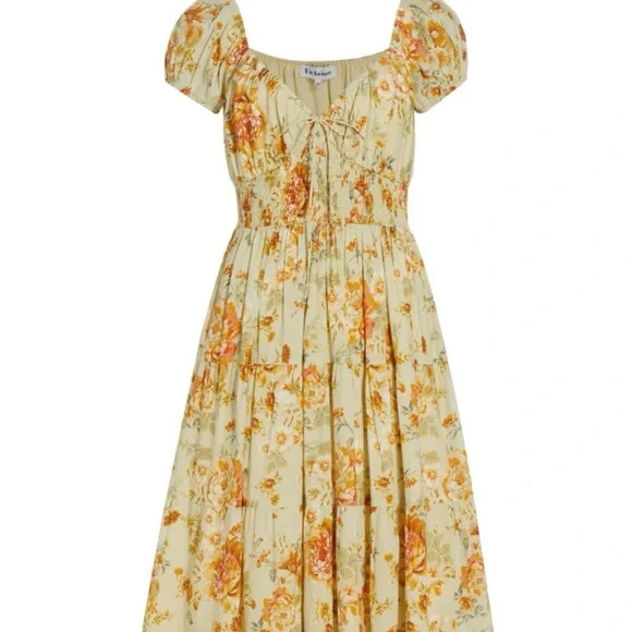 En Saison Grace Midi Floral Sage Green Dress Sz. Small NWT - Picture 4 of 16